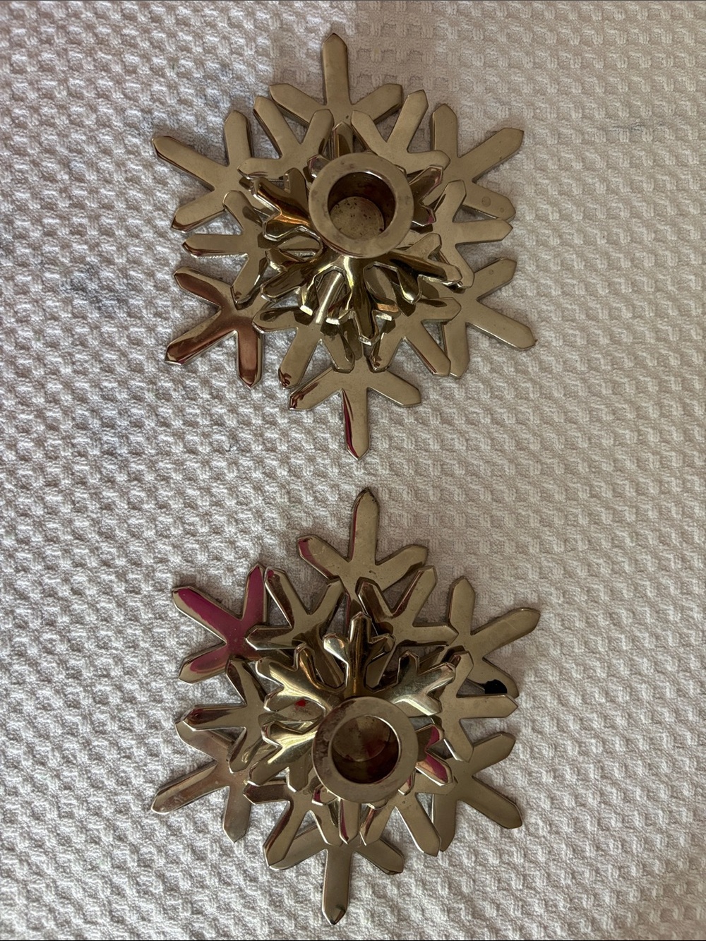 CRATE & BARREL | NWT - Set of 2 Silver Snowflake Candle Holders